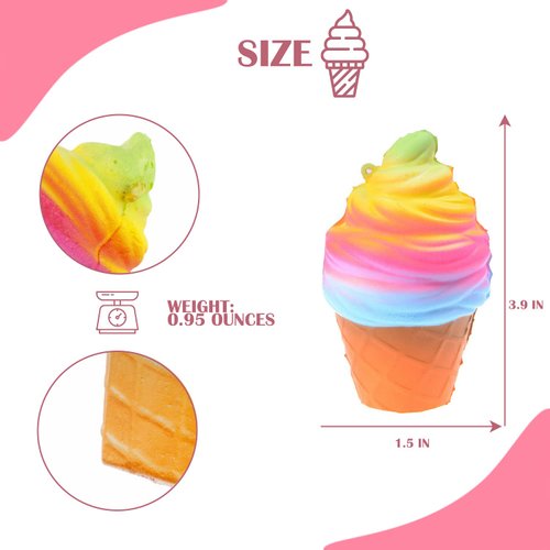 Ice Cream Squishy Fidget Item - Small Squishy Stress Ice Cream Stress Relief Party Favors Fidget Tool Adults - Small Squishy Stress Tool Ice Cream Party Favors