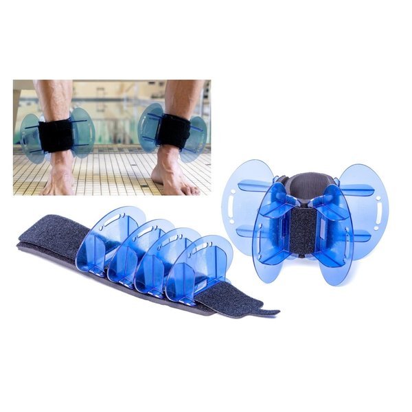 Aqualogix High Resistance Hybrid Aquatic Training Fin Set - Blue | Aquatic Cuffs | Quick Start Guide | Leg Water Weights | Strength & Swim Training | Pair (HRPCFIN)
