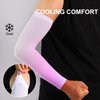 2-Pairs Arm Sleeves for Men and Women - Tattoo Cover Up - Cooling Sports Sleeve - White & Pink