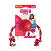 KONG Ball with Rope - Dog Fetch Toy with Rope for Easy Throwing - Durable Dog Ball Toy for Tug, Playtime & More - Natural Rubber Ball Rope Toy for Dogs - Red, For Small Dogs