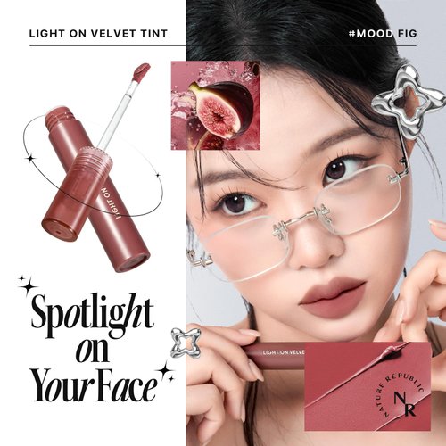 Nature Republic Light on Velvet Tint (05 MOOD FIG), Liquid Lipstick, lip tint, Blur effect, lip& cheek, nude lip,Soft Creamy Matte Finish Lip, Velvety, lip stain, High Pigment, Korean Lip Makeup