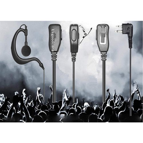 Lsgoodcare 2 Pin Advanced G Shape Earhook Police Earpiece Headset Earphone PTT and Mic Compatible with Motorola 2 Way Radio CP040 CP200 CP100 CLS1110 GP2000 VL50 Security Walkie Talkie,Pack of 5