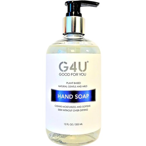 G4U Natural Hand Soap For All Skin Types, Sensitive, Dry, Normal Skin. Plant Based Ingredients and Essential Oils for Moisturizing Mild Gentle Wash. Ideal for Home and Business. 12 Fl Oz.
