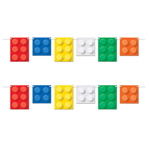 Beistle 2 Piece Building Blocks Pennant Banners, 9" x 6', Multicolor
