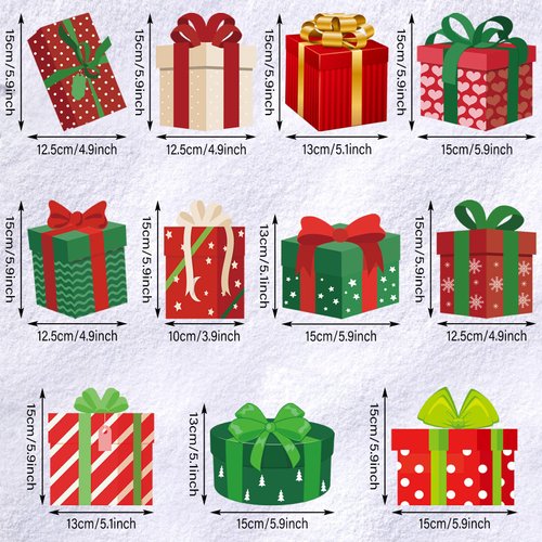 Woanger 36 PCS Christmas Hanging Foil Swirls Decorations Gift Box Shape Hanging Swirls Ceiling Decorations for Xmas Holiday Birthday Party Decor Christmas Outdoor Indoor Decor Baby Shower Supplies