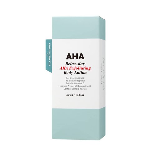 VILLAGE11FACTORY AHA 12% Body Lotion, Korean Body Cream, Exfoliating & Rejuvenating Formula with 12% Glycolic Acid and Hyaluronic Acid. Unscented, Paraben Free. 10.6 Oz