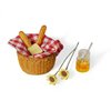 Miniature Food Dollhouse Accessories Garden Decor 1:12 Scale Bread Honey Picnic Basket Cloth Flowers 9PCS Garden Decoration Mini Room Display Props Model (Red Picnic Cloth)