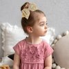 Sparkling Gold Hair Bow, 2 PCS Gold Bows for Girls Hair 5 Inch Glitter Bow Hairpin Big Bows for Girls, Sparkling Sequin Gold Hair Bows with Alligator Clips for Women and Girls Gold Hair Accessories