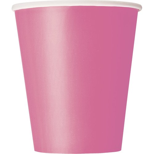 Hot Pink Solid Paper Cups Set - 9 oz (Pack of 8) - Elegant & Eco-Friendly Party Drinkware - Perfect for Birthdays, Showers, & Special Celebrations