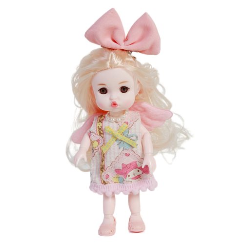 XINGRUI 6 Inch Girl Doll & Accessories with 13 Removable Joints Mini Trumpet Children's Simulation Doll Set Kids Toys for Ages 3 Up (M71)