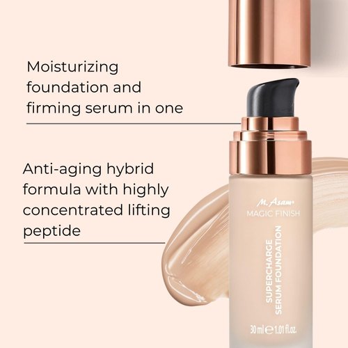 M. Asam MAGIC FINISH Supercharge Serum Foundation Soft Ivory (1.01 Fl Oz) - Moisturizing Make Up & Firming Face Serum In One, Anti-aging CC Cream With Optimal Coverage & Hyaluronic Acid