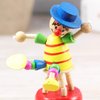 EXCEART 5pcs Wooden Push up Toy Finger Puppets Thumb Press Base Wooden Clown Puppets for Home Office Desk Decoration