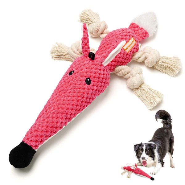 KOL Plush Dog Toy, Squeaky Interactive Puppy Dog Toys with Crinkle Paper, Durable Chew Toys for Small and Medium Dogs with Mouse Shape