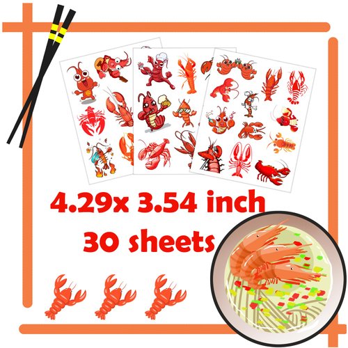 OriniPlay 300 Lobster Theme Tattoos Temporary Stickers Suitable for Beach Luau Seaside Birthday Baby Shower Gender reveal Party Favors Supplies Decorations Goodie Bag Stuffers
