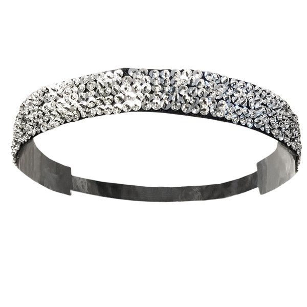 1920s Flapper Headband - Great Gatsby Black Headpiece with Silver Sequins - Affordable Halloween Women's Costume Accessories