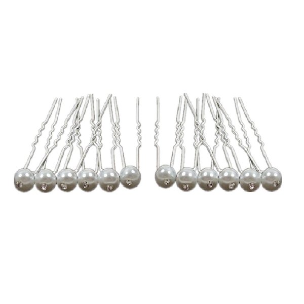 Shop Ginger wedding Pearl Studded Single Crystal Hair pins pack 10