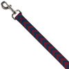 Dog Leash Chevron2 Red Navy 4 Feet Long 0.5 Inch Wide