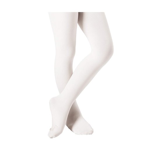 DIPUG Ballet Tights for Girls Dance Tights Toddler Thick Soft Footed Kids White Stockings Size 2t 3t, 1 Pack