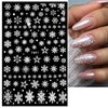 8Pcs Christmas Nail Art Stickers White Snowflake 3D Self-Adhesive Nail Decals Winter Xmas Nail Supplies with Glitter Design for Women Girls DIY Nail Decorations