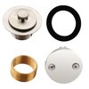 Brushed Nickel Tub Drain Lift &Turn Tub Trim Set with Two-Hole Overflow Faceplate Conversion Kit Assembly, Hidrop Bathtub Drain Replacement Trim Kit and Universal Fine/Coarse Thread