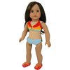 Sophia's Colorful Two-Piece Striped Bikini & Matching Circle Skirt Cover-Up Summer Swim Bathing Suit Outfit for 18” Dolls, Rainbow