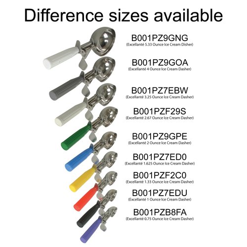 Thunder Group 18-8 Stainless Steel 4 OZ Ice Cream Deluxe Disher, Grey handle