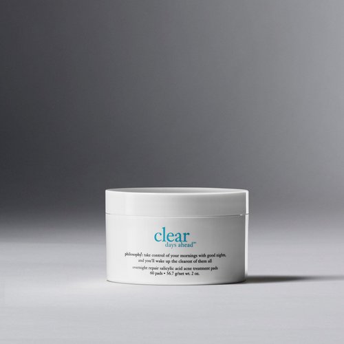 philosophy clear days ahead overnight repair acne treatment pads - with salicylic acid - remove dead skin cells to keep pores clear and prevent future breakouts - 60 ct.