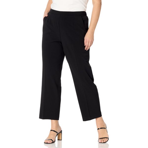 Briggs New York Womens Plus Size Pull On Average & Short Length Dress Pants, Black, 22 Plus