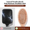 vklw Wooden Hair Brush and Comb, One-piece Design, Reduce Frizz and Static, Massage Scalp, Detangling Paddle Hairbrush for Women, Girls, Kids, Includes Cleaning Claw, 5 Wood Bristles