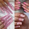 3D Flowers for Nails, 3D Flowers Nail Charms, Metal Butterfly Nail Charms with Nail Gems, Pink White Acrylic Flowers for Nail Decoration, Y2K Nail Art Accessories, Nail Decoration Kits for Women