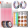 Teenitor Nail Pen Designer, Stamp Nail Art Tool with 15pcs Nail Painting Brushes, Nail Dotting Tool, Nail Foil, Manicure Tape, Color Rhinestones for Nails Pink