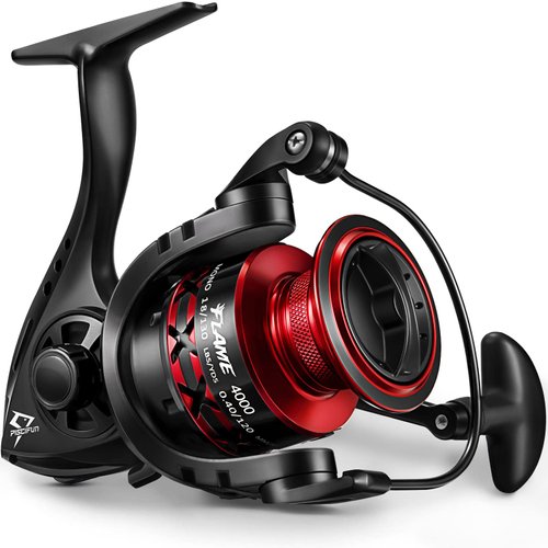 Piscifun Flame Spinning Reels, Lightweight 9+1BB Ultra Smooth Spinning Fishing Reels, Carbon Fiber 19.8Lbs Max Drag, 4000, Red
