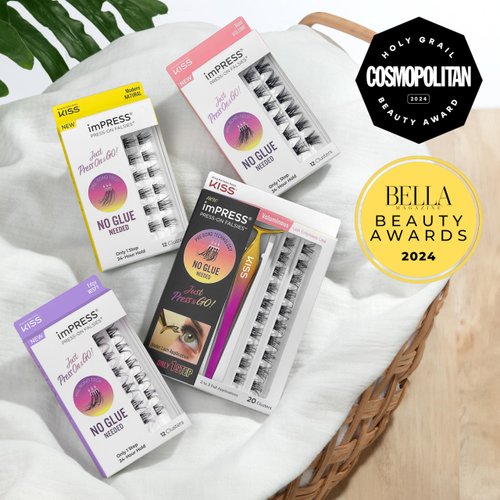 KISS imPRESS Falsies False Eyelashes, Lash Clusters, 'Natural', 12 mm, Includes 20 Clusters, 1 applicator, Contact Lens Friendly, Easy to Apply, Reusable Strip Lashes