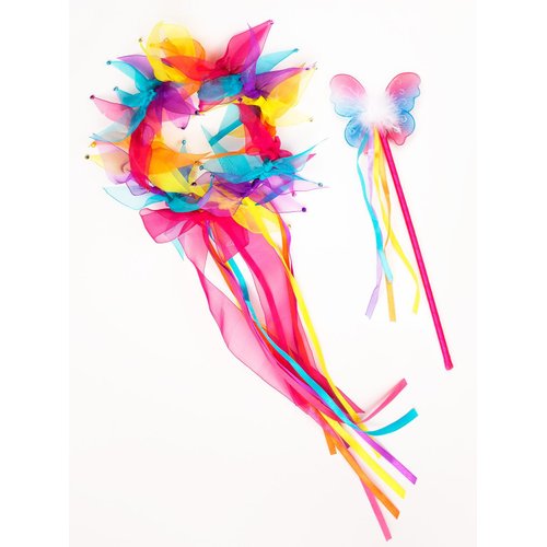 Little Adventures Rainbow Wand & Halo Tiara Fairy Princess Dress Up Costume Accessory