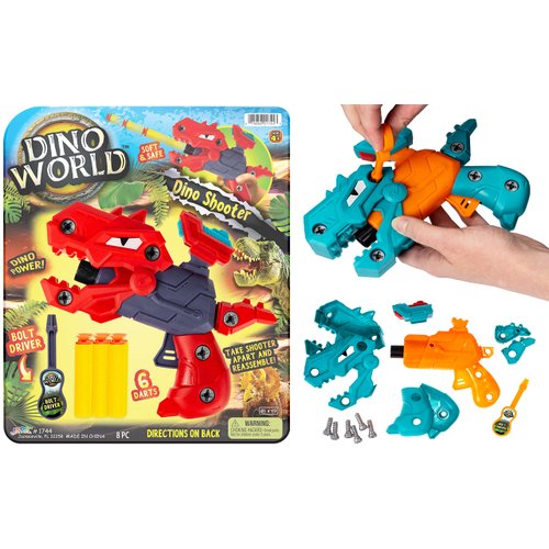 JA-RU Dino World Foam Dart Gun (1 Unit) Build Your Own Toy Gun with Soft Bullets. Dinosaur Shooting Game & Target Practice Toys for Kids. Bulk Party Favors for Boys. 1744-1