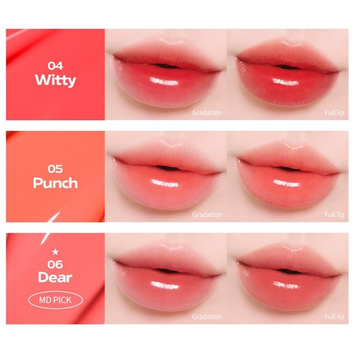 COSNORI Flow Wave Lip Tint - Vegan Glassy Lip Gloss, Lightweight & Long-lasting, Plant-derived Oil Moisturizer (02 PINK RUSH)