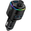 Nulaxy Bluetooth FM Transmitter for Car, QC3.0 Fast Charge Bluetooth Car Adapter, Wireless Radio Car Kit with 7 Color LED Backlit, Support Hands-Free Calls, USB Flash Drive, microSD Card (B- Black)