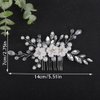 Teyglen Flower Bride Wedding Hair Comb Bridal Pearl Flower Hair Piece Silver Rhinestone Headpiece Crystal Side Comb Decorative Hair Accessories for Women Girls