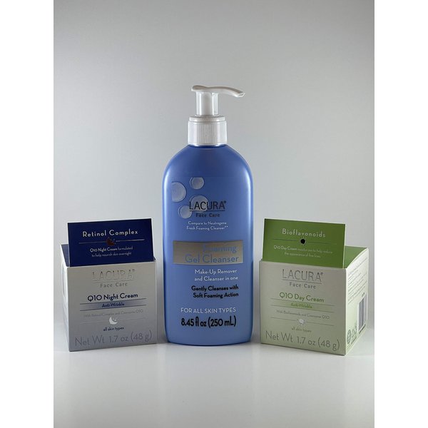 Lacura Foaming Gel Cleanser Face Care Q10 Anti-Wrinkle Day Cream Face Care Q10 Anti-Wrinkle Night Cream