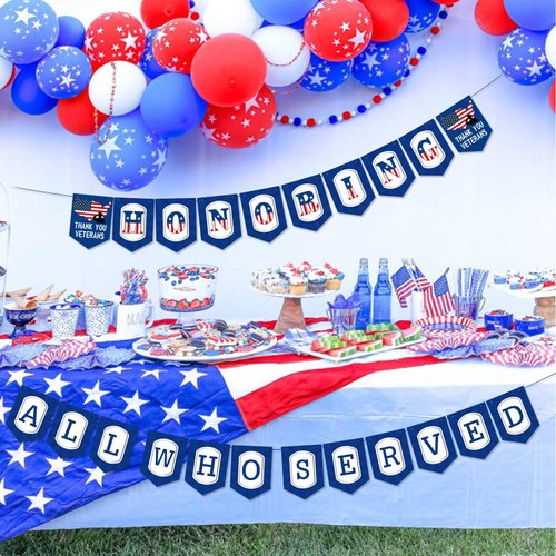 Levfla Veterans Day Party Banner USA Patriotic Party Decorations Memorial Day 4th of July Gathering Supplies American Flag Party Favors