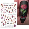 WOKOTO 9 Sheets Flower Nail Art Stickers for Hel Nails 3D Self-Adhesive Pink Red Rose Nail Decals Floral Designs Nail Stickers for Acrylic Nails Art Red Rose Nail Art Design Stickers for Women