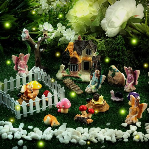 31 Pieces Fairy Garden Accessories Miniatures Fairy House Supplies Girl Fly Wing Dollhouse Decor for Home Lawn Decoration