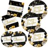 Happy New Year Party Supplies Disposable Paper Plates Napkins Cups Tablecloth and Banner for Happy New Year Party Decorations, Serve 20
