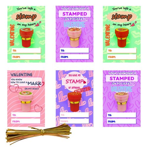 UMEELR Valentines Day Gifts Cards with Valentine Stampers Toy, 20 Pack Valentine's Greeting Cards for Kids, Valentine School Classroom Prize Party Favor Toys, Valentines Gift Exchange