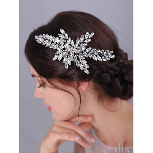 JWICOS Crystal Bride Wedding Hair Comb Bridal Hair Clip Sparkly Bridal Side Comb Hedpieces Wedding Hair Accessories for Women and Girls (Gold)