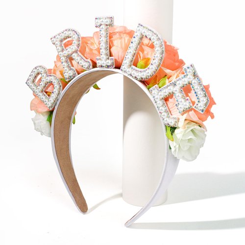 Wecoe Bride Headband Bachelorette Party Favors Party Decorations Champagne Rose Flower Headband Floral Crown Tiaras Women Bridal Shower Favors Engagement Bachelor Party Gifts Wedding Bride Accessories