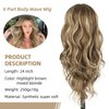 Oseti Body Wave Wig Highlight Blonde V Part Wig for Black Women Ombre Blonde V Part Wig U Part Wigs Highlight Hair Clip in Full Head Thin Part Wig No Leave Out 24inch