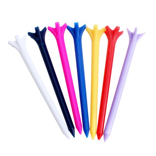 MUXSAM Plastic Golf Tees 2 3/4 inch/70mm, Unbreakable 100 Pack Bulk Long Stronger Upgrade Durable Stable Reduce Friction Side Spin Tee for Men Women (Random Colors)