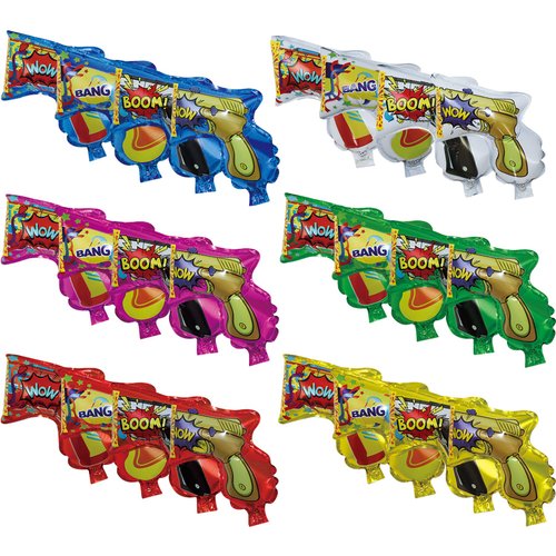 ZAKVOOR 24PCS Inflatable Fireworks Gun Party Toys Confetti Fireworks Handheld Confetti Poppers with Novelty Design Party Supplies for Birthday Christmas Wedding Graduation