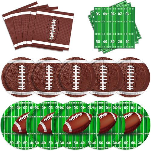 Football Party Supplies Kit Serve 50 Football Birthday Party Decorations - Includes Dinner Plates, Dessert Plates, and Napkins, Perfect for Game Day Tailgate Decorations